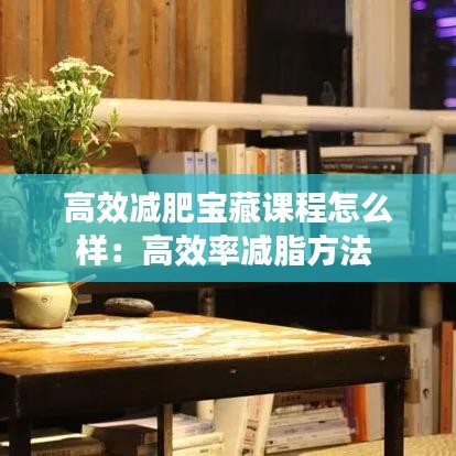 高效减肥宝藏课程怎么样：高效率减脂方法 