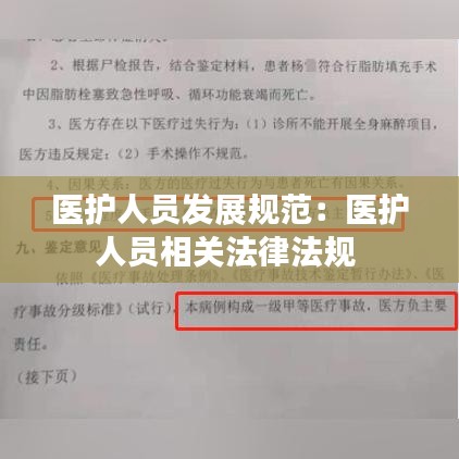 医护人员发展规范：医护人员相关法律法规 
