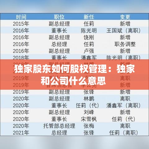 独家股东如何股权管理：独家和公司什么意思 
