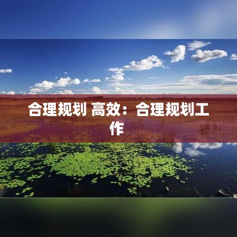 合理规划 高效：合理规划工作 