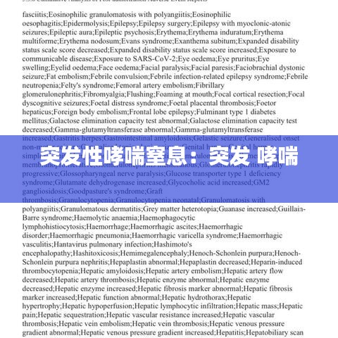 突发性哮喘窒息：突发 哮喘 