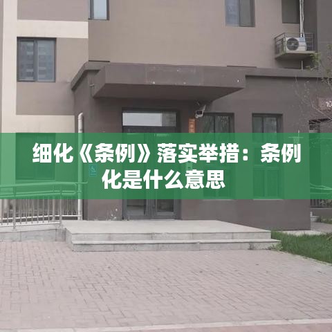 细化《条例》落实举措：条例化是什么意思 