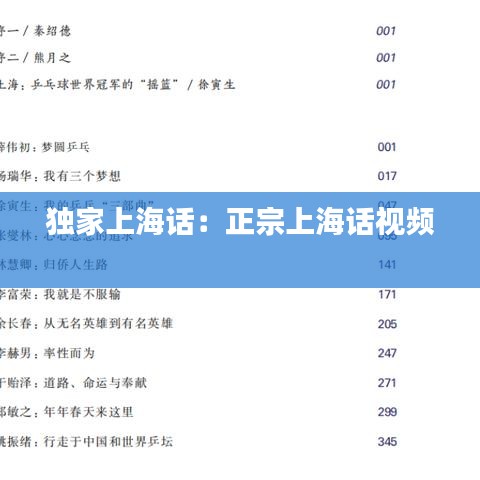 独家上海话：正宗上海话视频 