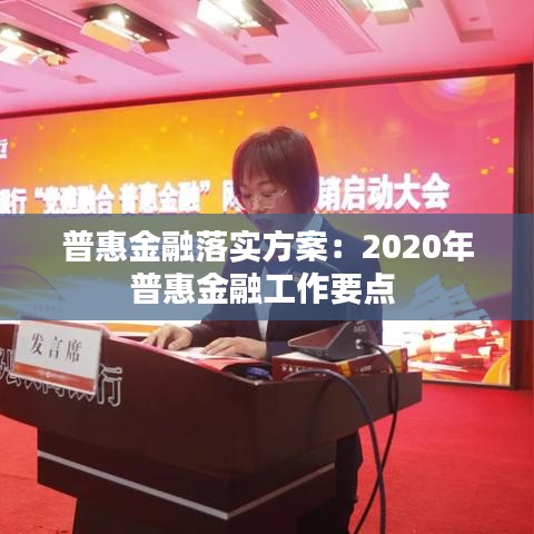 普惠金融落实方案：2020年普惠金融工作要点 