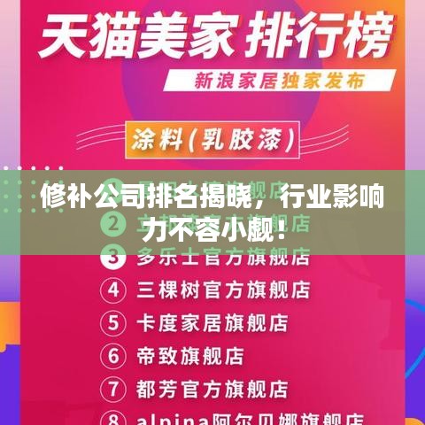 修补公司排名揭晓，行业影响力不容小觑！