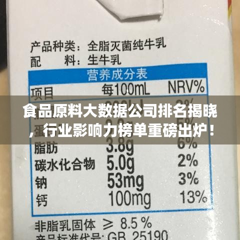 食品原料大数据公司排名揭晓，行业影响力榜单重磅出炉！