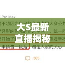 大S最新直播揭秘，新生活细节曝光！