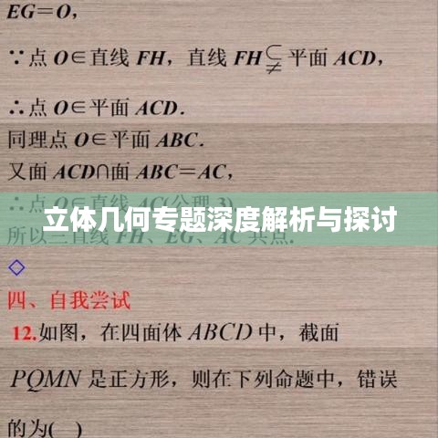 立体几何专题深度解析与探讨