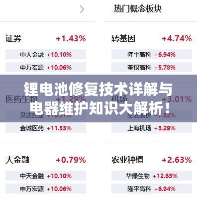 锂电池修复技术详解与电器维护知识大解析！