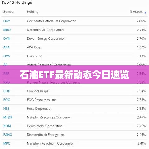 石油ETF最新动态今日速览