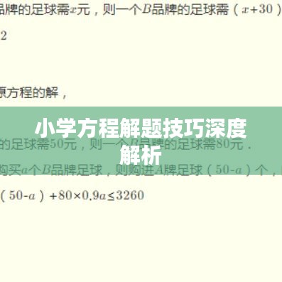 小学方程解题技巧深度解析